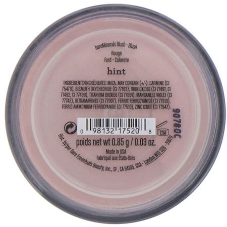 Blush, Face, Makeup: Bare Minerals, Loose Blush, Hint, 0.03 oz (0.85 g)