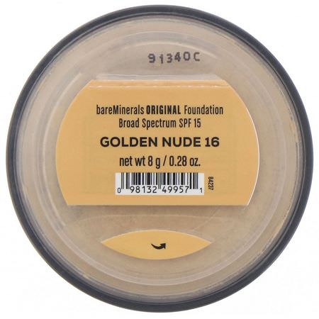 Foundation, Face, Makeup: Bare Minerals, Original Foundation, SPF 15, Golden Nude 16, 0.28 oz (8 g)