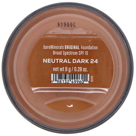 Foundation, Face, Makeup: Bare Minerals, Original Foundation, SPF 15, Neutral Dark 24, 0.28 oz (8 g)