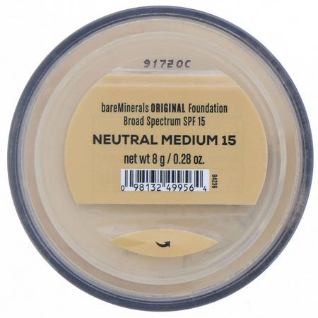 Foundation, Face, Makeup: Bare Minerals, Original Foundation, SPF 15, Neutral Medium 15, 0.28 oz (8 g)