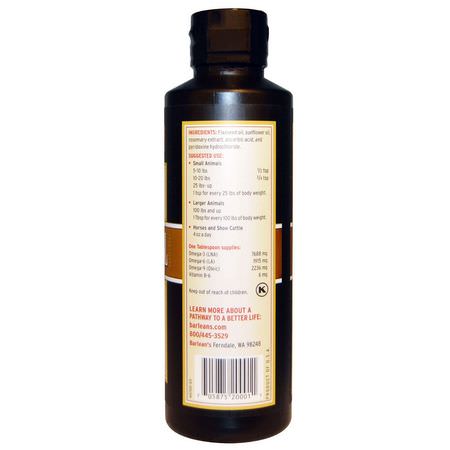 Oljor, Husdjursomegaer, Husdjurstillskott, Husdjur: Barlean's, Flax Oil, for Animals, 12 fl oz (355 ml)