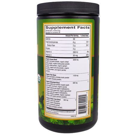 Superfoods, Greener, Kosttillskott: Barlean's, Greens, Powder Formula, Organic 8.47 oz (240 g)