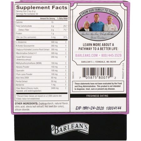 Intestinal, Matsmältning, Kosttillskott: Barlean's, Platinum Intestinal Repair, Mixed Berry Flavor, 6.35 oz (180 g)
