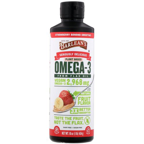 Barlean's, Seriously Delicious, Omega-3 Fish Oil, Strawberry Banana Smoothie, 16 oz (454 g) Review