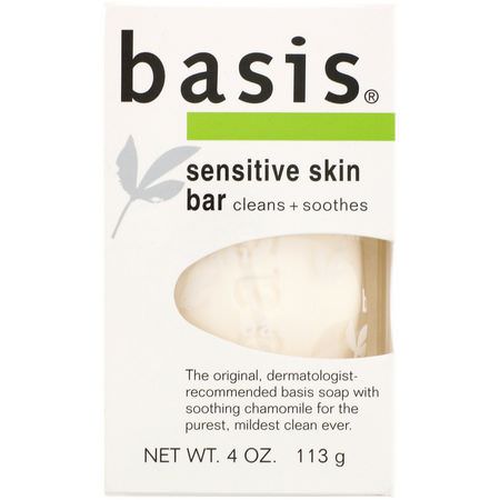 Bar Soap, Shower, Bath: Basis, Sensitive Skin Bar, 4 oz (113 g)