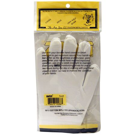 Handvård, Bad: Bass Brushes, Moisturizing Gloves, White, 1 Pair