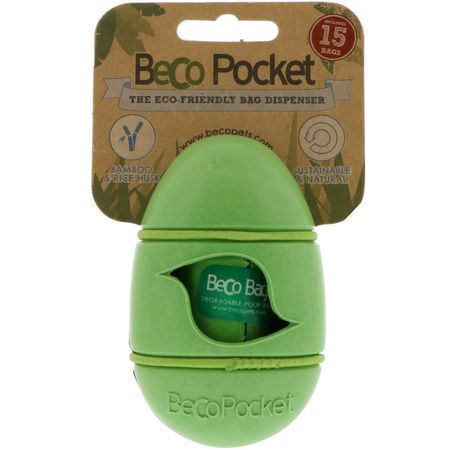 Husdjurstillbehör, Husdjur: Beco Pets, Beco Pocket, The Eco-Friendly Bag Dispenser, Green, 1 Beco Pocket, 15 Bags