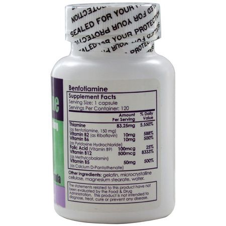 Vitamin B, Vitaminer, Benfotiamin, Antioxidanter: Benfotiamine Inc, Multi-B Neuropathy Support Formula, 150 mg, 120 Capsules
