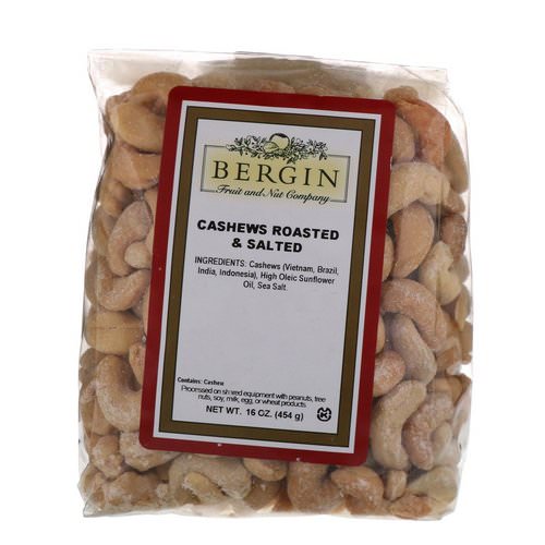 Bergin Fruit and Nut Company, Cashew Roasted & Salted, 16 oz (454 g) Review