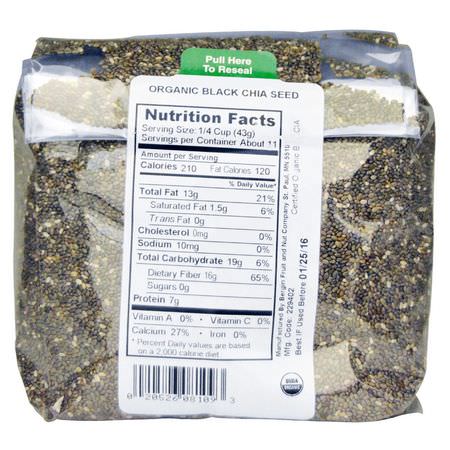 Chiafrön, Nötter: Bergin Fruit and Nut Company, Organic Black Chia Seed, 16 oz (454 g)
