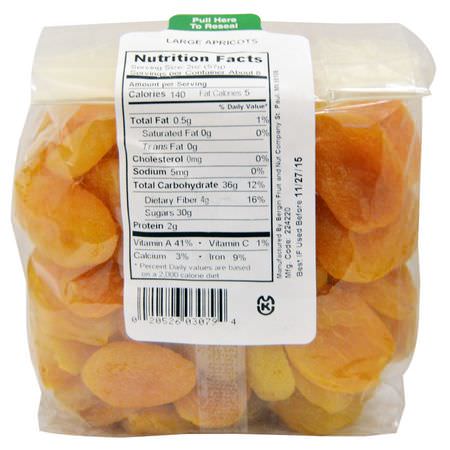 Grönsaksnacks, Torkade Aprikoser, Superfood: Bergin Fruit and Nut Company, Turkish Jumbo Apricots, 16 oz