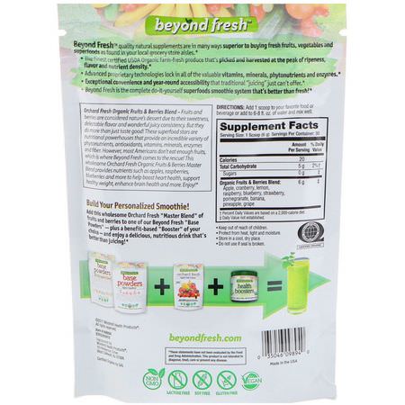 Fruit, Superfoods, Green, Supplements: Beyond Fresh, Orchard Fresh, Organic Fruits & Berries Master Blend, Natural Flavor, 6.35 oz (180 g)