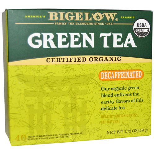 Bigelow, Organic Green Tea, Decaffeinated, 40 Tea Bags, 1.73 oz (49 g) Review