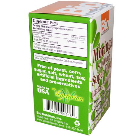 Moringa, Superfoods, Green, Supplements: Bio Nutrition, Moringa Super Food, 500 mg, 60 Veggie Caps