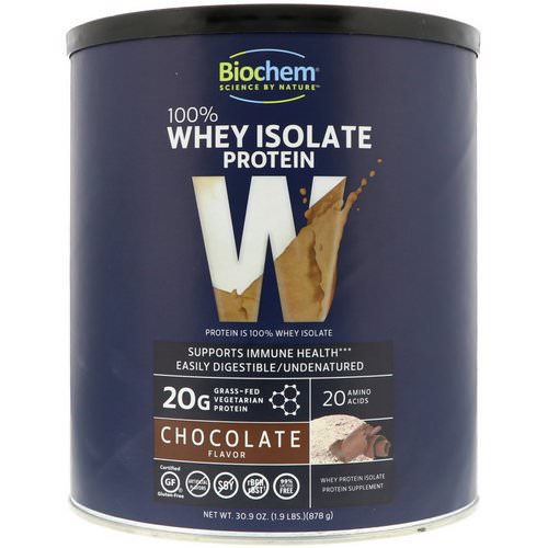 Biochem, 100% Whey Isolate Protein, Chocolate Flavor, 1.9 lbs (878 g) Review