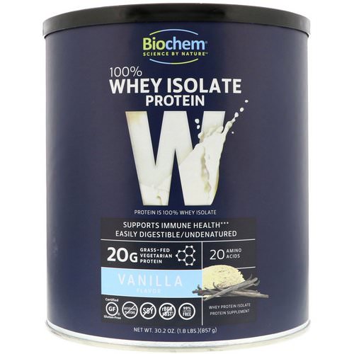 Biochem, 100% Whey Isolate Protein, Vanilla, 1.8 lbs (857 g) Review