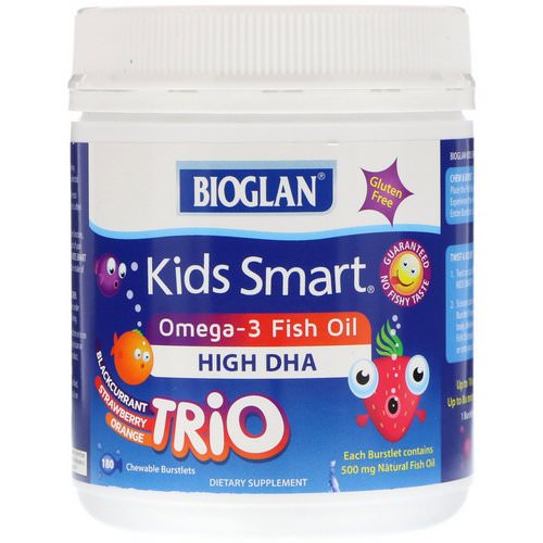 Bioglan, Kids Smart, Omega-3 Fish Oil, Trio Flavor, 180 Chewable Burstlets Review