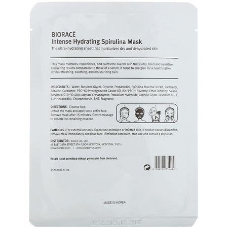 Hydrating Masks, K-Beauty Face Masks, Peels, Face Masks: Biorace, Intense Hydrating Spirulina Mask, 1 Mask, 0.84 fl oz (25 ml)