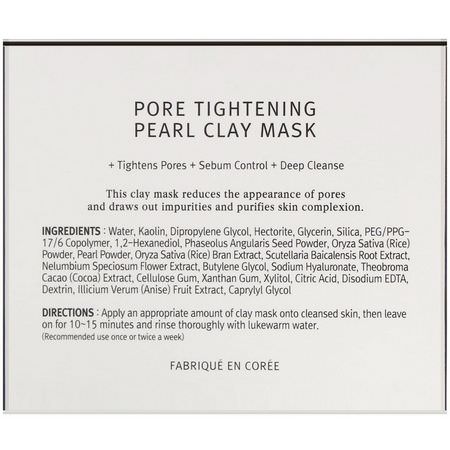 Blemish Masks, Acne, K-Beauty Face Masks, Peels: Biorace, Pore Tightening, Pearl Clay Mask, 3.88 oz (110 g)