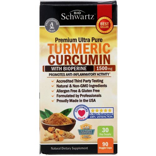 BioSchwartz, Premium Ultra Pure Turmeric Curcumin with Bioperine, 1500 mg, 90 Veggie Caps Review