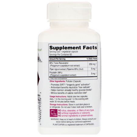 Resveratrol, Antioxidanter, Kosttillskott: Biotivia, Bioforte, 98% Trans-Resveratrol, 250 mg, 60 Capsules