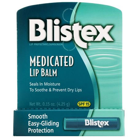 Spf, Läkemedlet, Läppbalsam, Läppvård: Blistex, Medicated Lip Balm, Lip Protectant/Sunscreen, SPF 15, .15 oz (4.25 g)