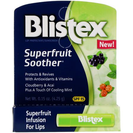 Spf, Läppbalsam, Läppvård, Bad: Blistex, Superfruit Soother, Lip Protectant/Sunscreen, SPF 15, 0.15 oz (4.25 g)