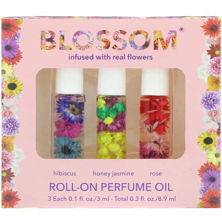 Roll-On, Doft, Eteriska Oljor, Aromaterapi: Blossom, Roll-On Perfume Oil Set, 3 Pieces, 0.1 fl oz (3 ml) Each