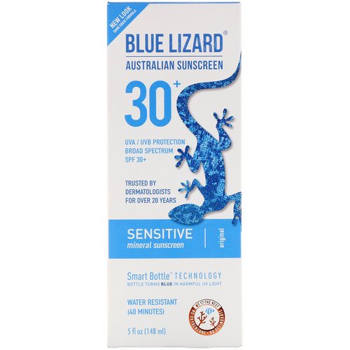 Blue Lizard Australian Sunscreen, Sensitive, Mineral Sunscreen, SPF 30+, 5 fl oz (148 ml) Review