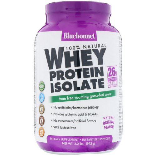 Bluebonnet Nutrition, 100% Natural Whey Protein Isolate, Natural Original Flavor, 2.2 lbs (992 g) Review
