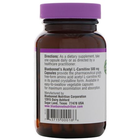 Bluebonnet Nutrition Acetyl L-Carnitine - Acetyl L-Karnitin, Aminosyror, Kosttillskott