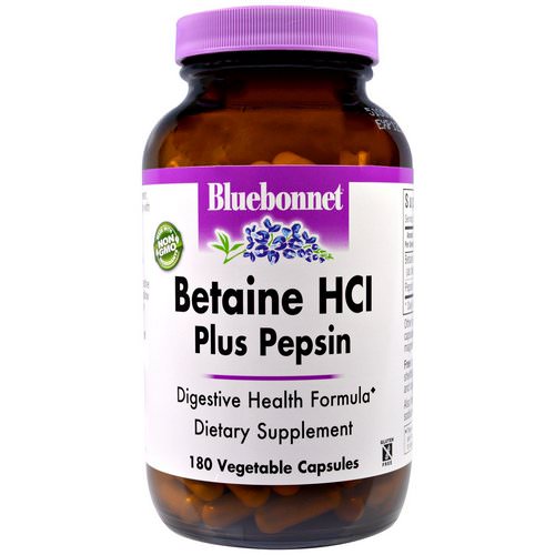 Bluebonnet Nutrition, Betaine HCl, Plus Pepsin, 180 Veggie Caps Review