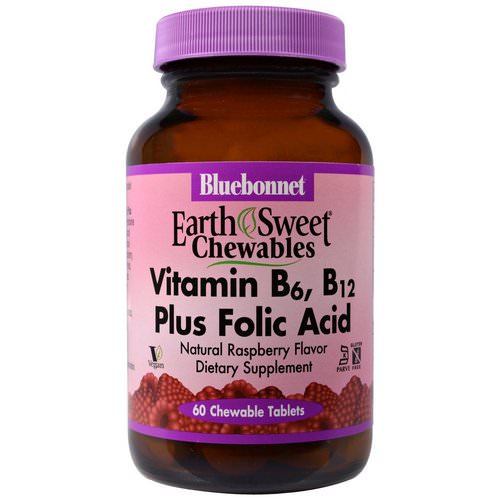 Bluebonnet Nutrition, EarthSweet Chewables, Vitamin B6, B12 Plus Folic Acid, Natural Raspberry Flavor, 60 Chewable Tablets Review