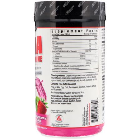 Bcaa, Aminosyror, Kosttillskott: Bluebonnet Nutrition, Extreme Edge BCAA Plus Glutamine, Strawberry Kiwi Flavor, 13.23 oz (375 g)
