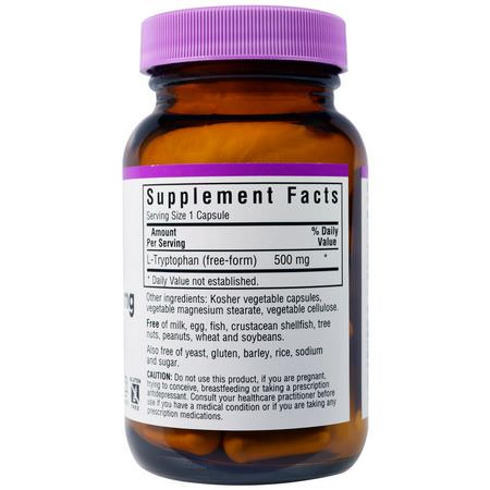 L-Tryptophan, Sleep, Supplements: Bluebonnet Nutrition, L-Tryptophan, 500 mg, 60 Veggie Caps