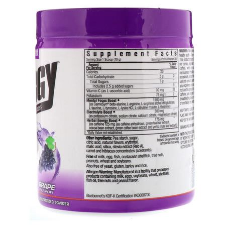 Energi, Kosttillskott: Bluebonnet Nutrition, Simply Energy, Grape Flavor, 10.58 oz (300 g)