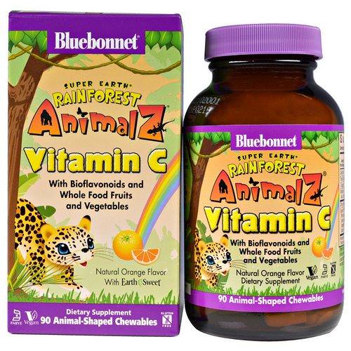 Bluebonnet Nutrition, Super Earth, Rainforest Animalz, Vitamin C, Natural Orange Flavor, 90 Chewables Review