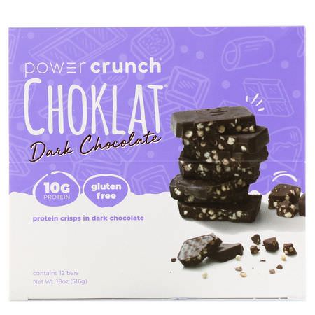 Energibarer, Sportstänger, Vassleproteinbarer, Proteinstänger: BNRG, Power Crunch Protein Energy Bar, Choklat, Dark Chocolate, 12 Bars, 1.54 oz (43 g) Each