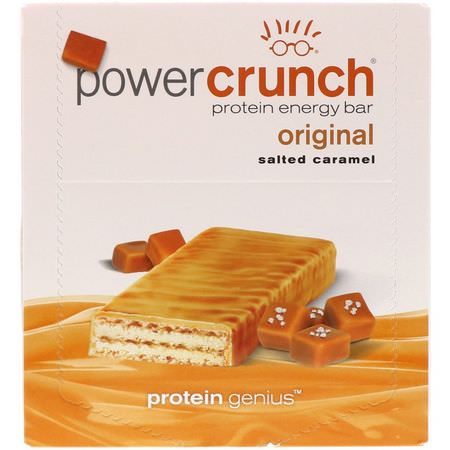 Energibarer, Sportstänger, Vassleproteinbarer, Proteinstänger: BNRG, Power Crunch Protein Energy Bar, Original, Salted Caramel, 12 Bars, 1.4 oz (40 g) Each
