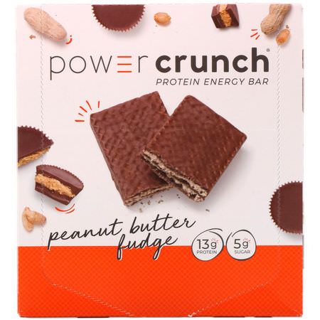 Energibarer, Sportstänger, Vassleproteinbarer, Proteinstänger: BNRG, Power Crunch Protein Energy Bar, Peanut Butter Fudge, 12 Bars, 1.4 oz (40 g) Each