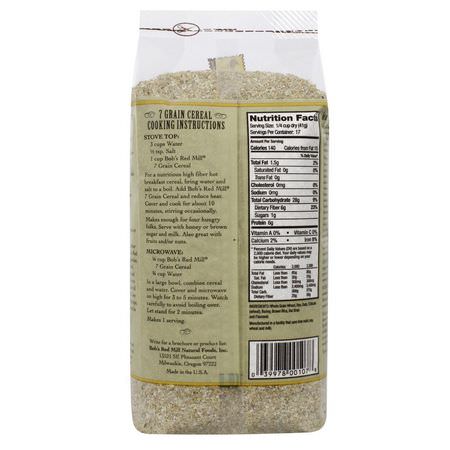 Varmt Spannmål, Frukostmat, Spannmål: Bob's Red Mill, 7 Grain Hot Cereal, 1.56 lbs (708 g)
