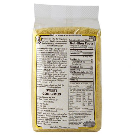Bröd, Säd, Ris, Pasta: Bob's Red Mill, Golden Couscous, 24 oz (680 g)