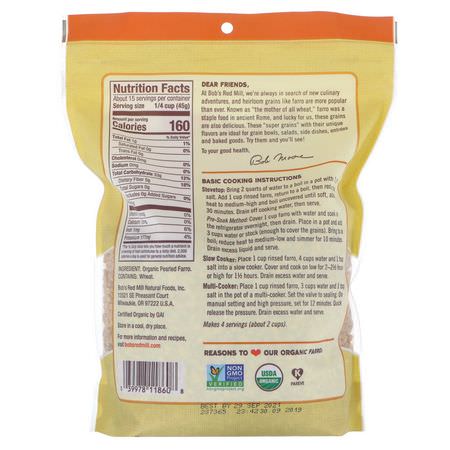 Bröd, Säd, Ris, Pasta: Bob's Red Mill, Organic Farro, 24 oz (680 g)