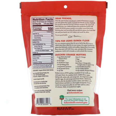 Blandningar, Mjöl, Bakning: Bob's Red Mill, Organic, Whole Grain Quinoa Flour, 18 oz (510 g)