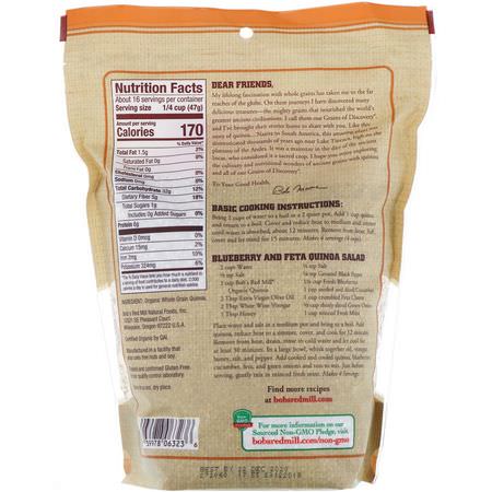 Quinoa, Bröd, Säd, Ris: Bob's Red Mill, Organic, Whole Grain Quinoa, Gluten Free, 26 oz (737 g)