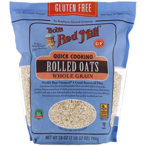 Bob's Red Mill, Quick Cooking Rolled Oats, Whole Grain, Gluten Free, 28 oz (794 g) Review