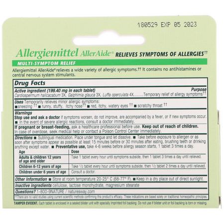 Homeopati, Örter: Boericke & Tafel, Allergy Relief, Allergiemittel AllerAide, 40 Tablets