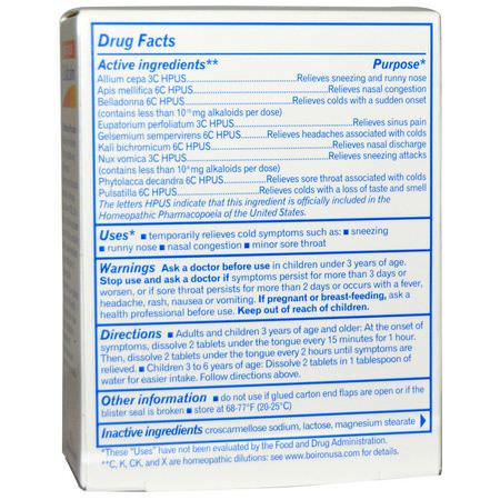 Homeopati, Örter: Boiron, Coldcalm, 60 Quick-Dissolving Tablets