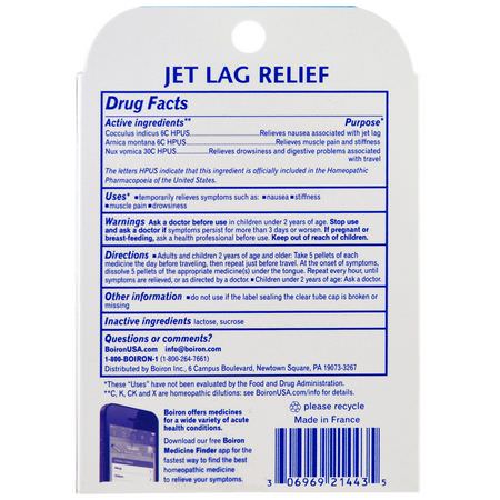 Homeopati, Örter: Boiron, Jet Lag Relief, 3 Tubes, 80 Quick-Dissolving Pellets Each