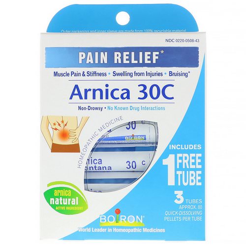 Boiron, Single Remedies, Arnica 30C, Pain Relief, 3 Tubes, 80 Pellets Each Review